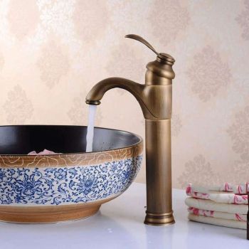 Mitigeur de vasque et lavabo en laiton finition bronze antique