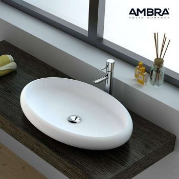 Vasque à poser ovale 60x40 cm en Solid surface - Bella - Ambra