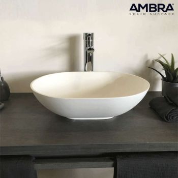 Vasque à poser ovale 47 cm en Solid surface - Bora