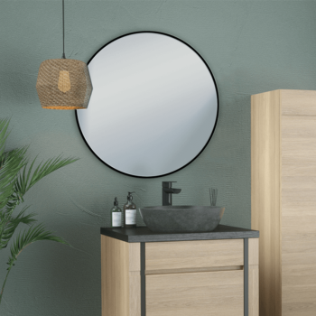 Miroir rond 70 cm encadrement noir - TYO