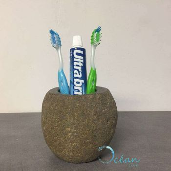 Porte-brosse à dents en pierre de rivière - Galéo 