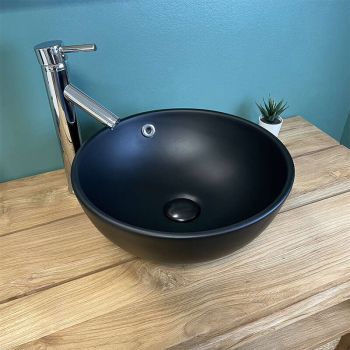Vasque à poser en céramique noire mat 38 cm - Rondo
