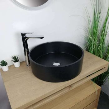Vasque à poser noire 46,5 cm en Pierre de synthèse - Diana