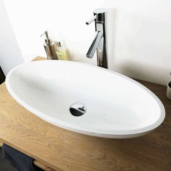 Vasque à poser ovale 60 cm en Pierre de synthèse - Enora