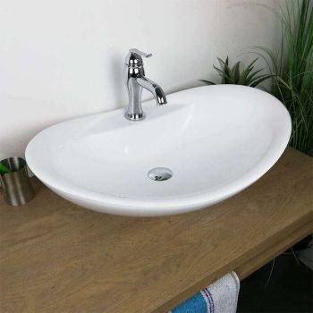 Vasque à poser ovale 65 cm en Pierre de synthèse - Romane