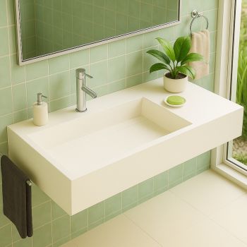 Vasque 90 cm suspendue ou à poser, en Solid surface - Fabiola