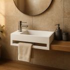 Lave-mains suspendu, vasque rectangle en Solid surface 50 cm - Mona G