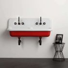 Lavabo école en céramique 120 cm - Rouge