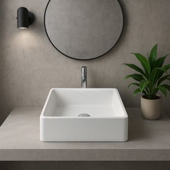 Vasque à poser carrée en Composite blanc 40 cm - Bahia
