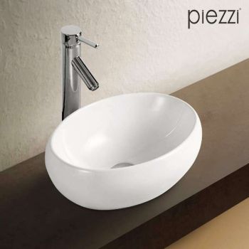 Vasque ovale en céramique blanche 42 cm - Carina 