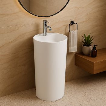 Colonne lavabo en composite blanc