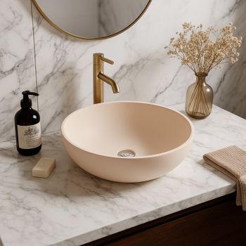 vasque 40 cm ronde beige rosé