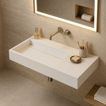 Vasque 90 cm suspendue ou à poser, en Solid surface - Fabiola II