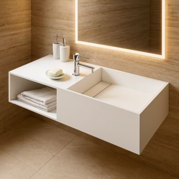 Meuble vasque suspendu 80 cm en Solid Surface - Ibiza G