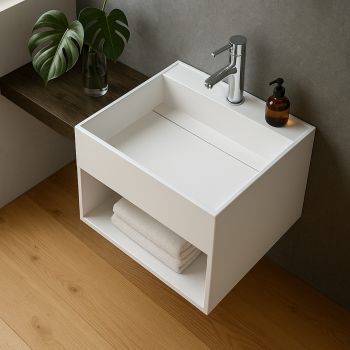 Vasque suspendue carrée en Solid surface - Karaé