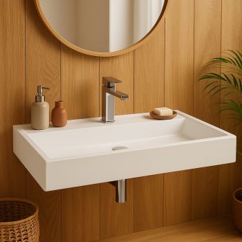 Vasque 90 cm suspendue ou à poser, en Solid surface - Malaga