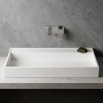 Vasque 90 cm suspendue ou à poser, en Solid surface - Malaga II