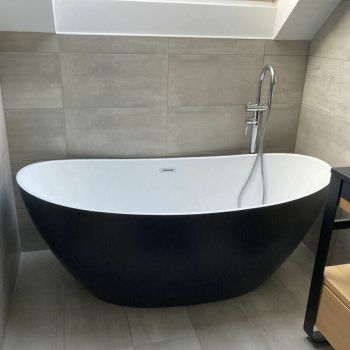 Baignoire ilot ovale noir en acrylique 170 cm - Maya 