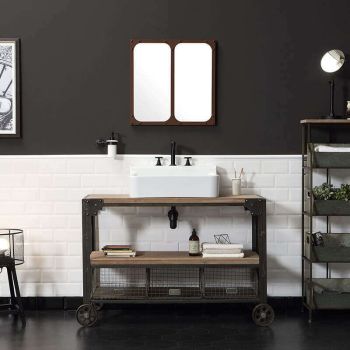 Meuble industriel en bois et métal de 130 cm