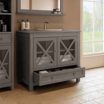 Meuble 90 cm Boho Gris avec portes vitrées