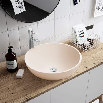 vasque 40 cm ronde beige rosé