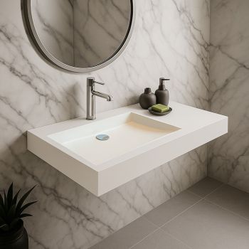 Vasque 80 cm suspendue ou à poser, en Solid surface - Passoa