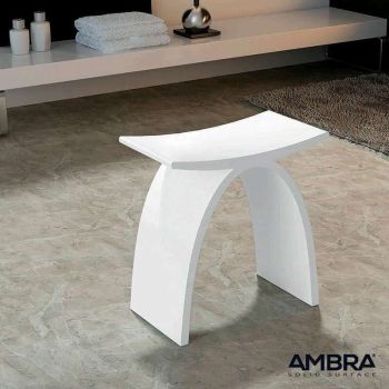 Tabouret de salle de bains en composite blanc