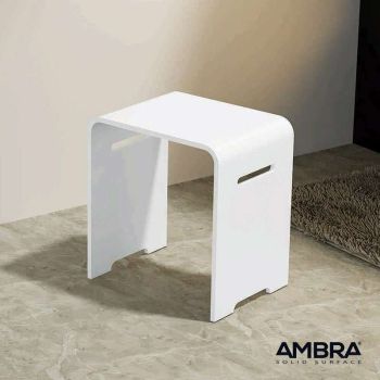 Tabouret de salle de bains en composite blanc