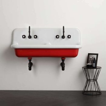 Lavabo école en céramique 120 cm - Rouge