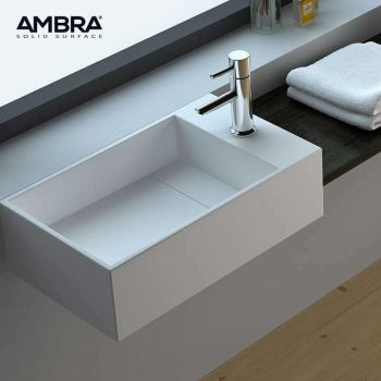 Ambra - Vasque 50 cm en Solid surface à poser ou à suspendre